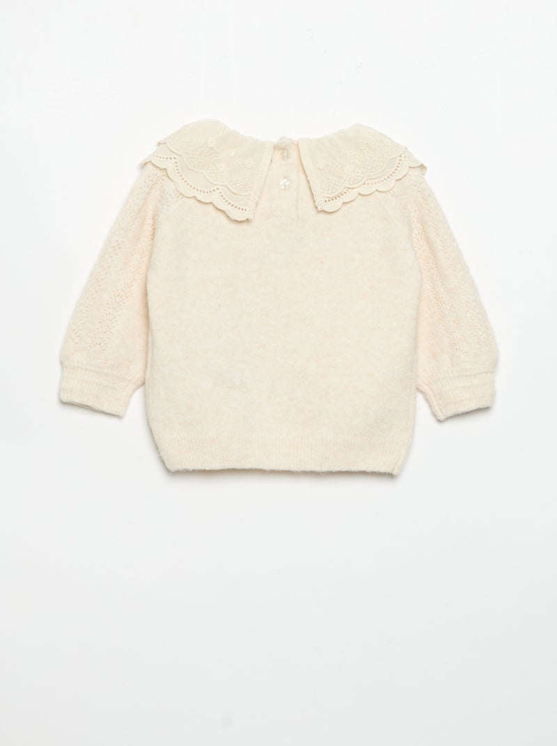 Sweater with decorative double collar White - Kiabi