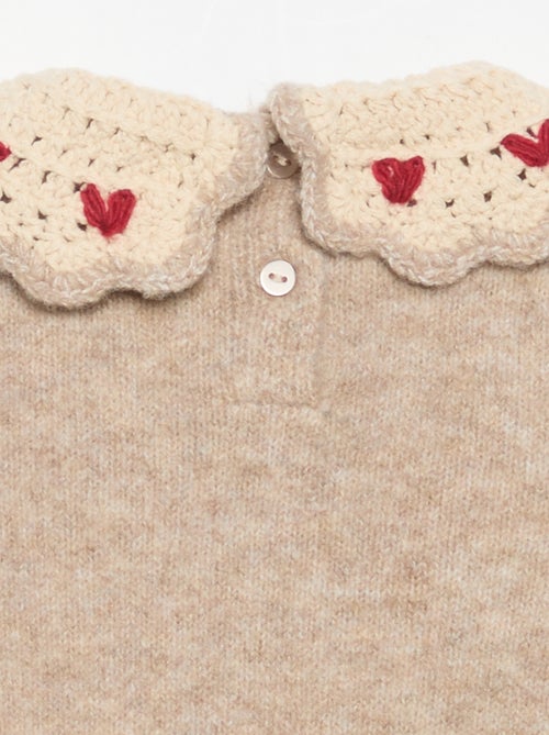 Sweater with embroidered collar - Kiabi