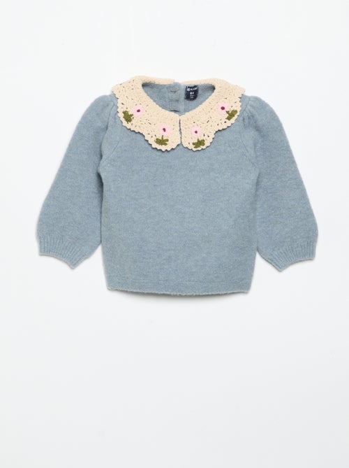 Sweater with embroidered collar - Kiabi