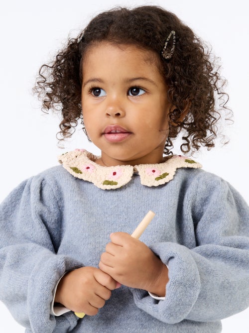 Sweater with embroidered collar - Kiabi