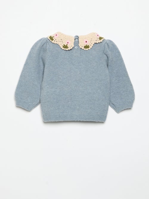 Sweater with embroidered collar - Kiabi
