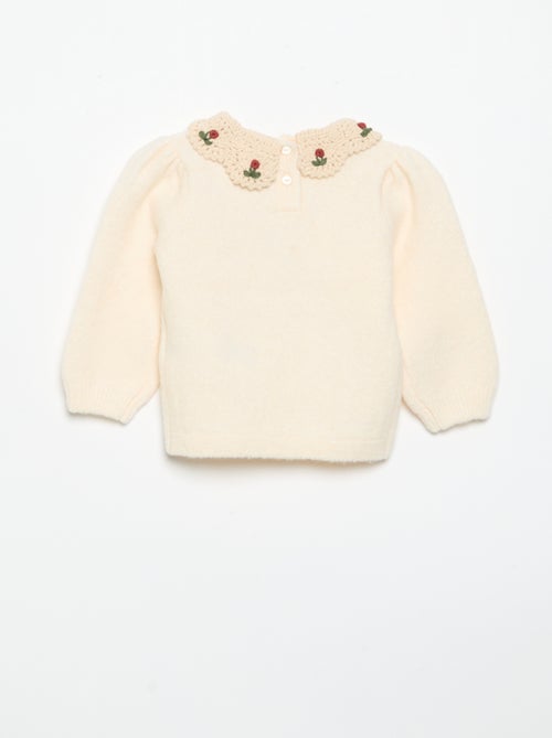 Sweater with embroidered collar - Kiabi