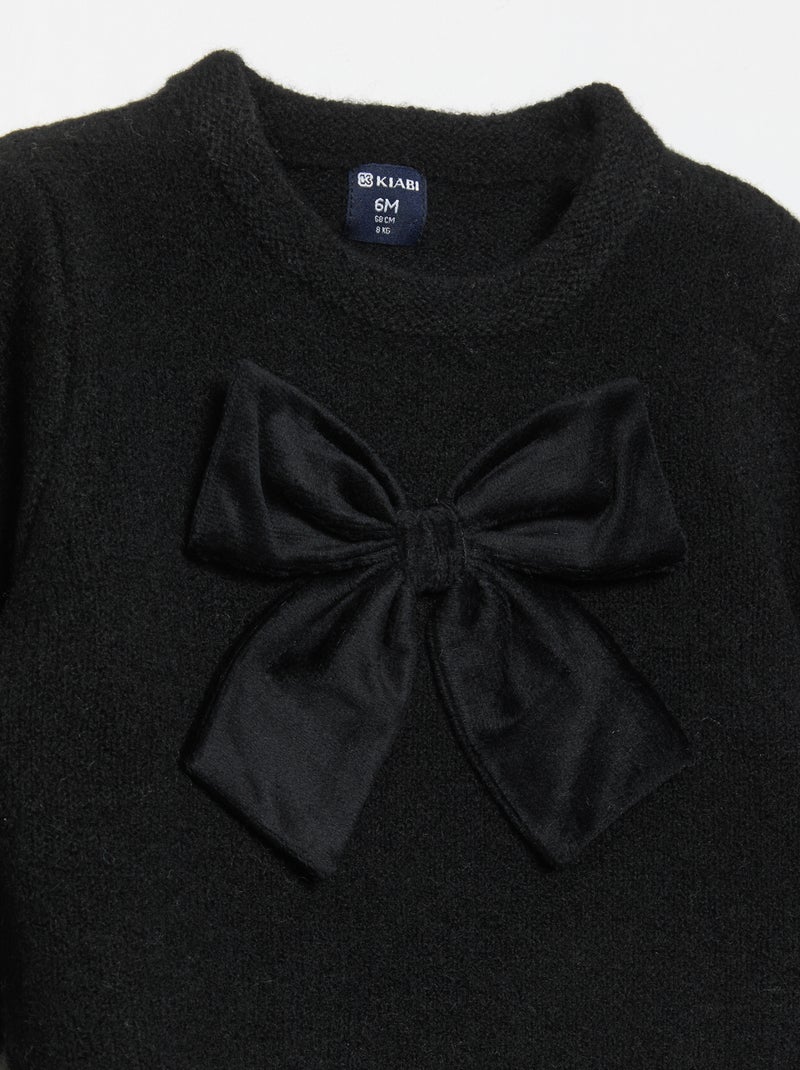 Sweater with Large Decorative Bow Black - Kiabi