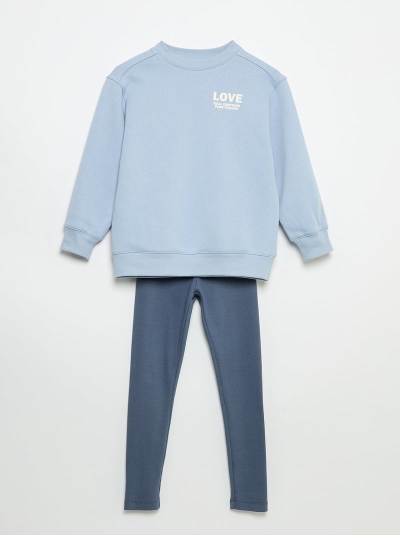Sweatshirt- und Leggings-Set – 2-teilig Blau - Kiabi