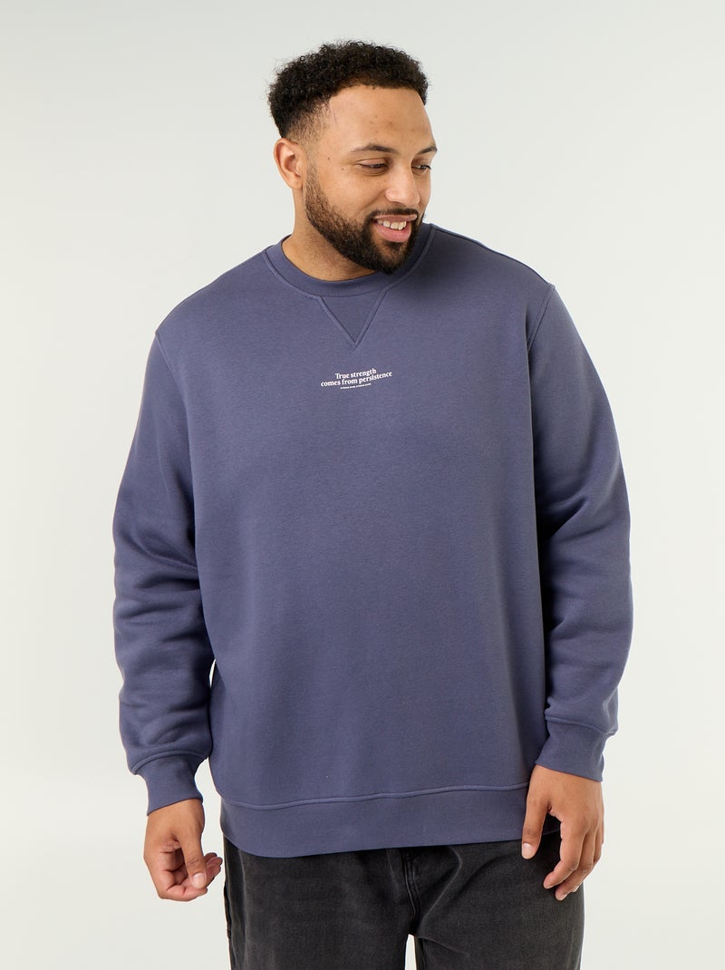 Sweatshirt aus Fleece mit Aufschrift Bleu - Kiabi
