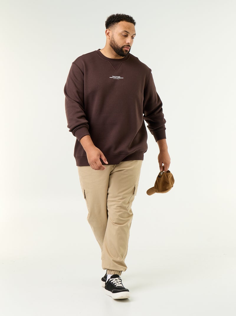 Sweatshirt aus Fleece mit Aufschrift Marron - Kiabi