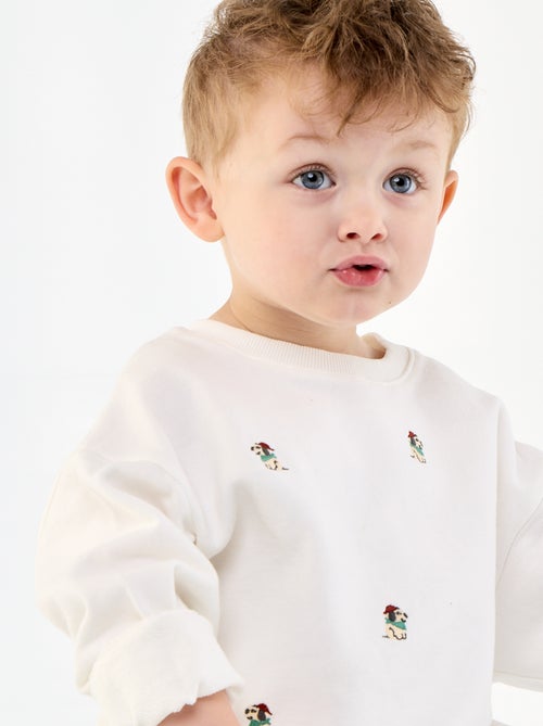 Sweatshirt aus French Terry mit Stickereien - Kiabi