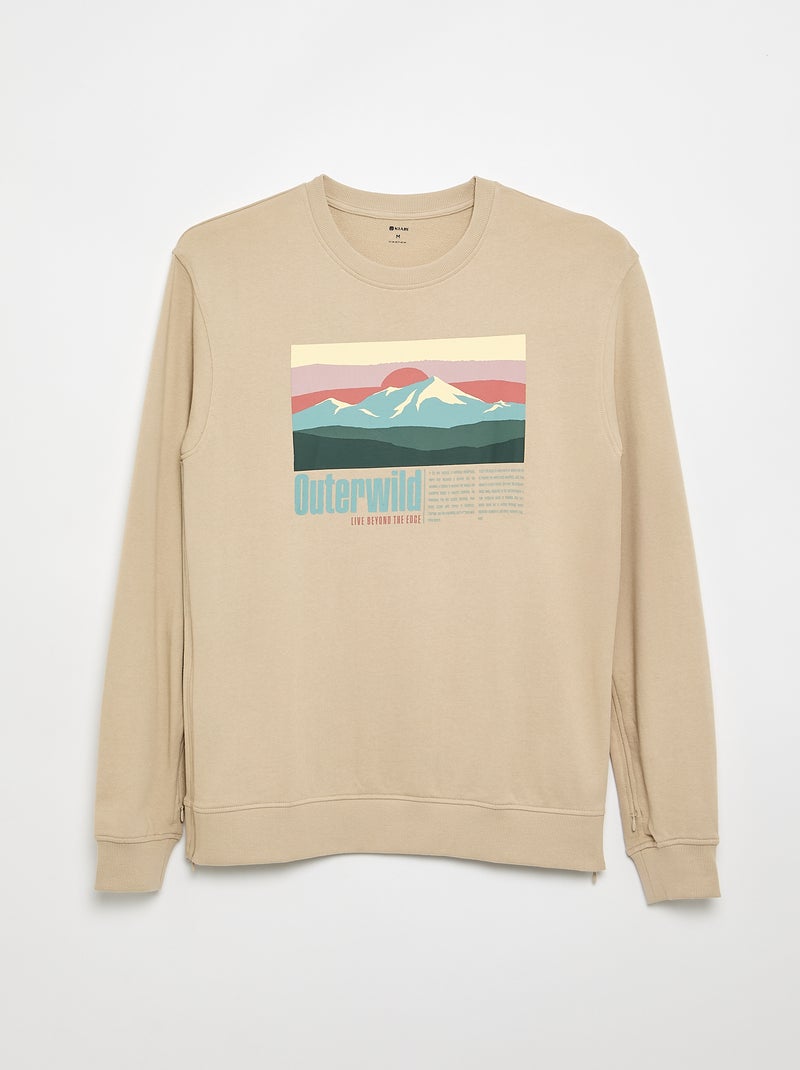 Sweatshirt aus Molton mit Print – Easy-Fit-Kollektion Weiß - Kiabi