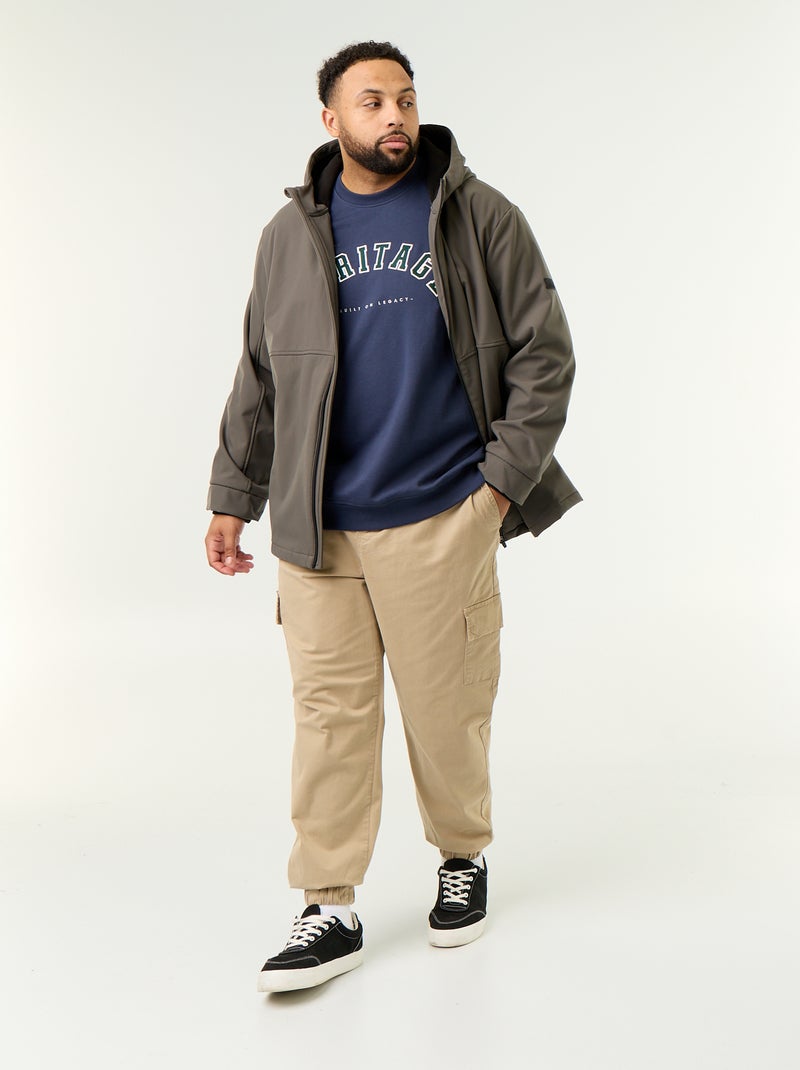 Sweatshirt aus ungebürstetem Molton mit Schriftzug Bleu - Kiabi