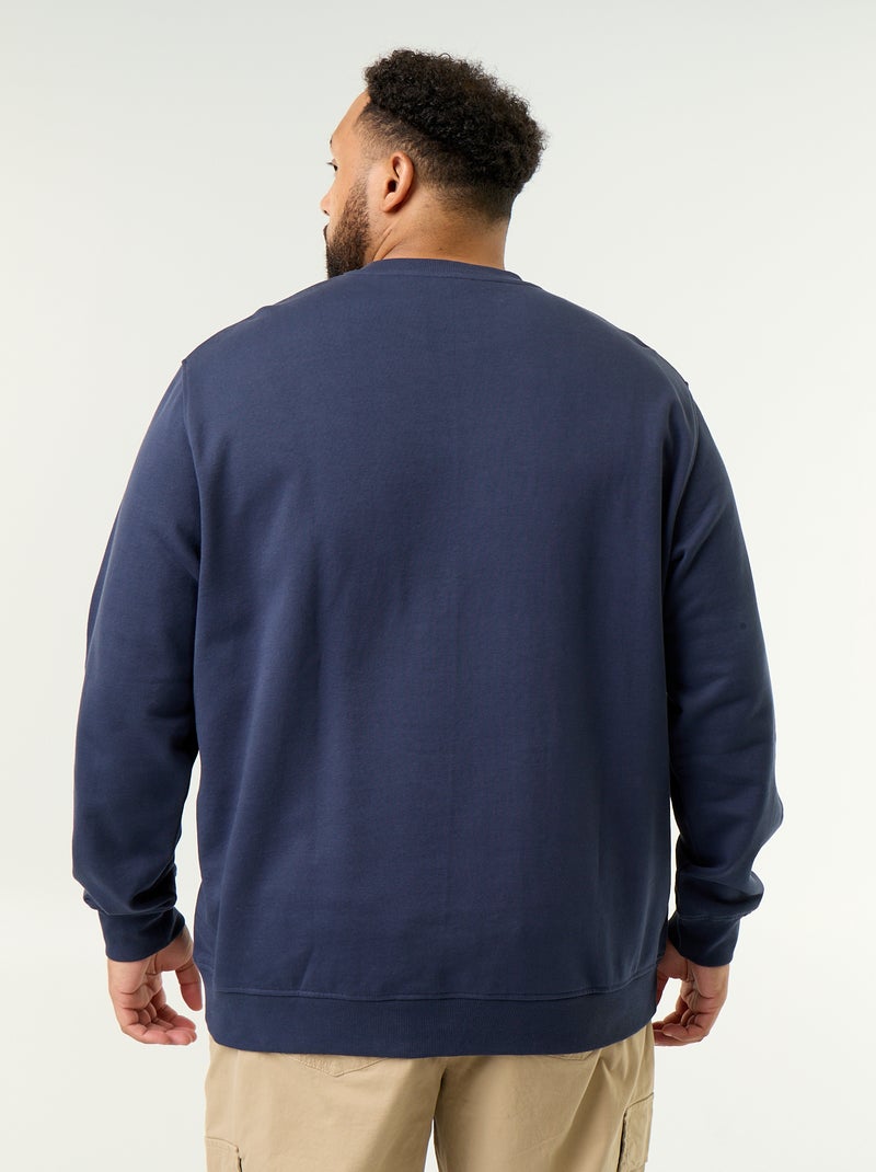 Sweatshirt aus ungebürstetem Molton mit Schriftzug Bleu - Kiabi