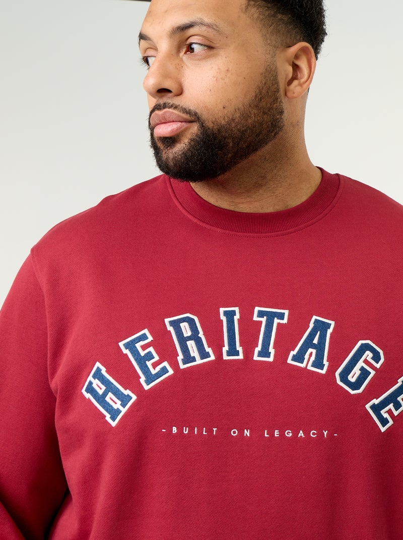 Sweatshirt aus ungebürstetem Molton mit Schriftzug Rouge - Kiabi