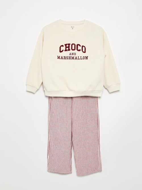 Sweatshirt & Flannel Pants 2-Piece Pajama Set - Kiabi
