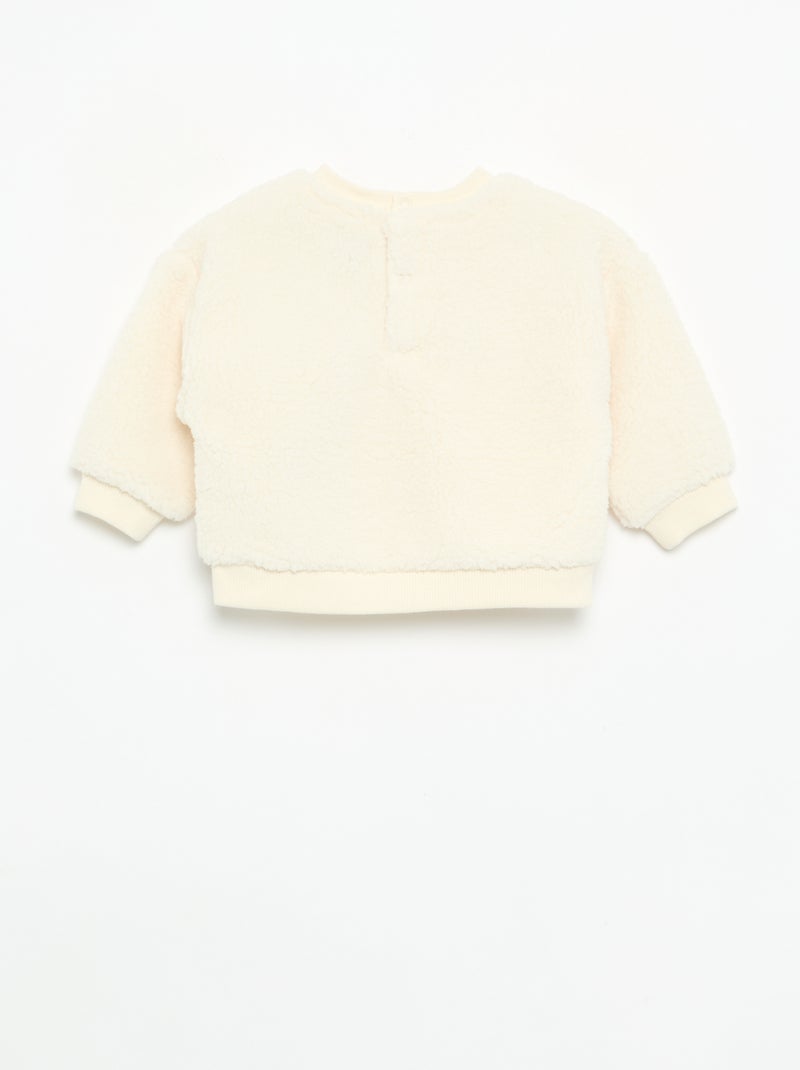 Sweatshirt in Teddy-Optik mit Stickereien Weiß - Kiabi