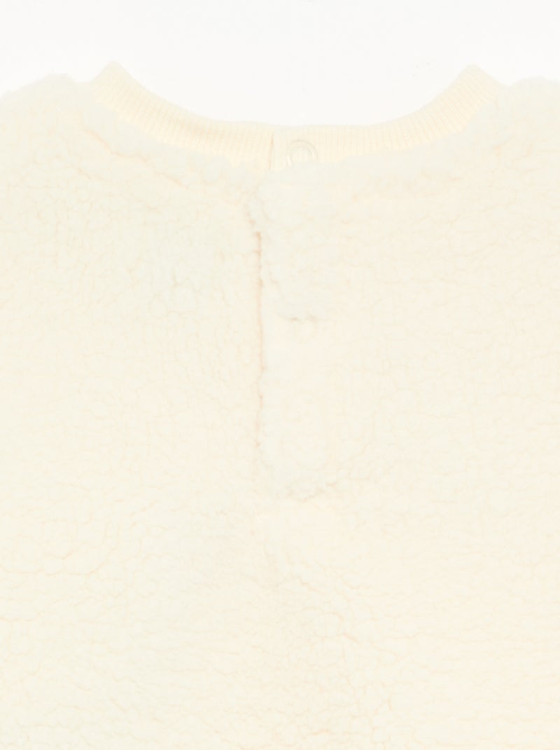 Sweatshirt in Teddy-Optik mit Stickereien Weiß - Kiabi