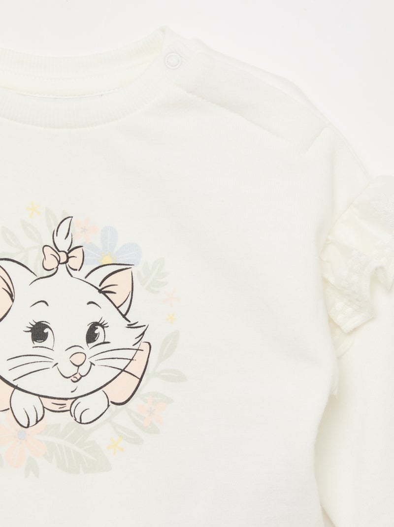 Sweatshirt 'Marie' 'Disney' langärmlig mit bestickten Rüschen Weiß - Kiabi