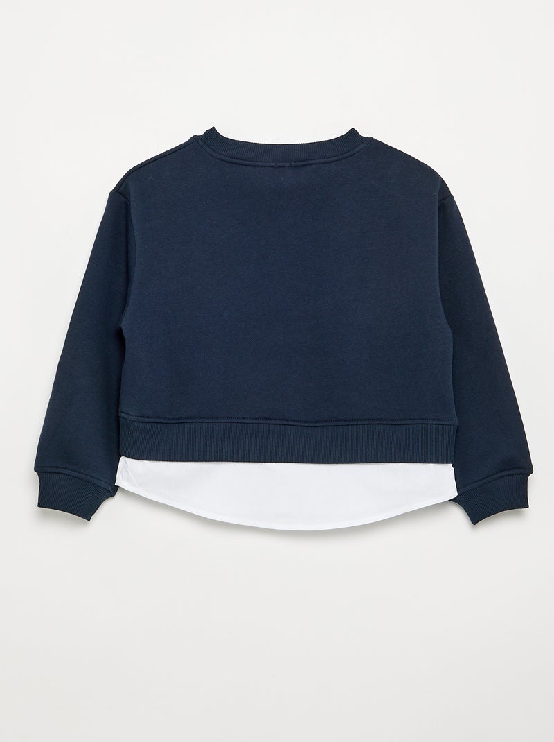 Sweatshirt mit integriertem Hemdsaum und Bruststickerei Blau - Kiabi