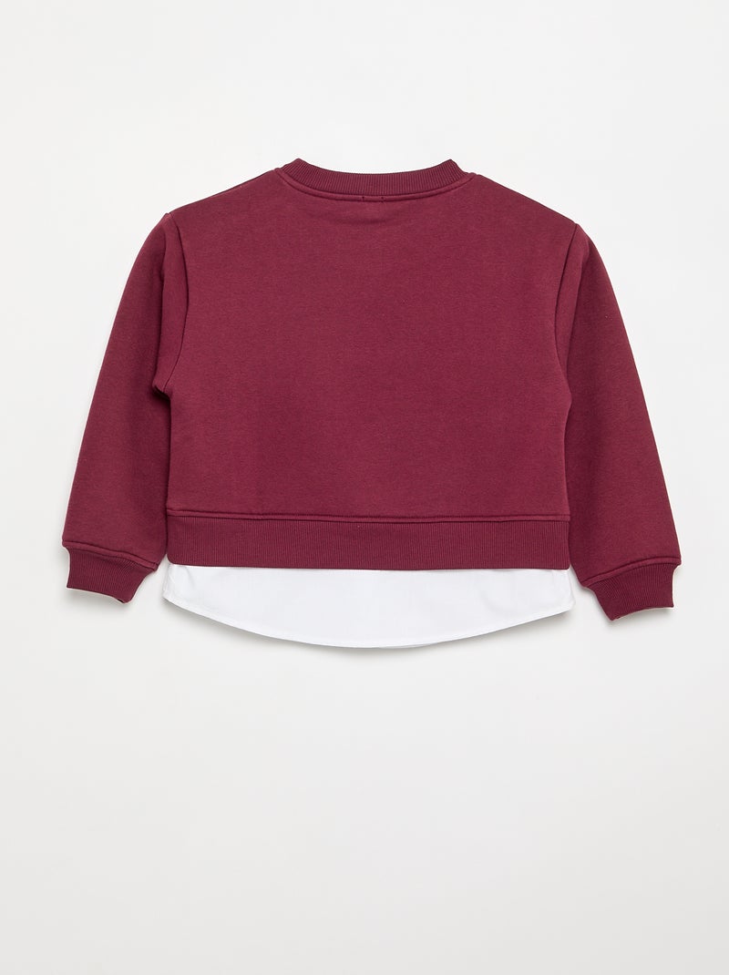 Sweatshirt mit integriertem Hemdteil und Bruststickerei Lila - Kiabi