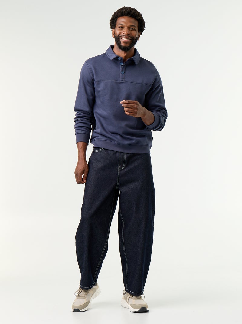 Sweatshirt mit Polokragen aus Molton Bleu - Kiabi