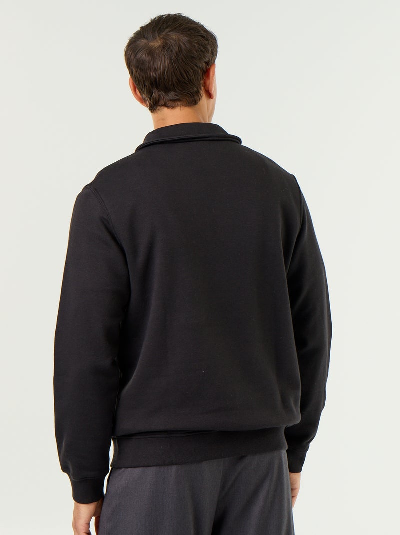 Sweatshirt mit Polokragen aus Molton Noir - Kiabi