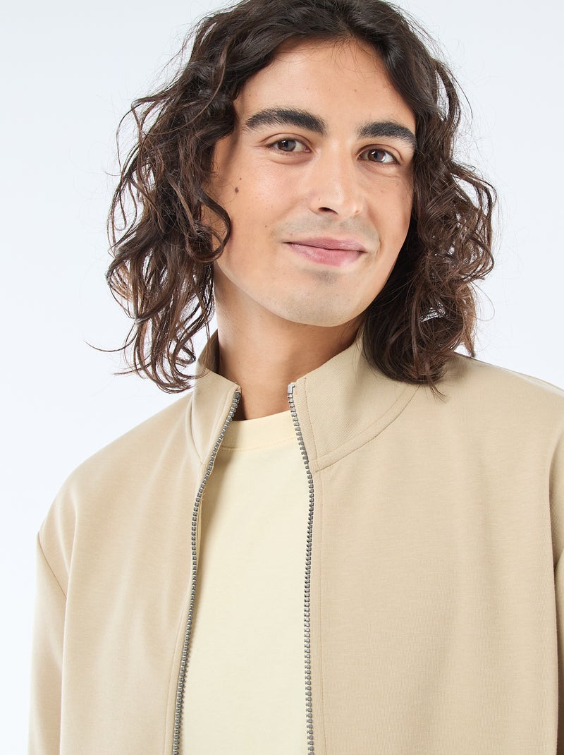 Sweatshirt mit Reissverschluss und Stehkragen Beige - Kiabi