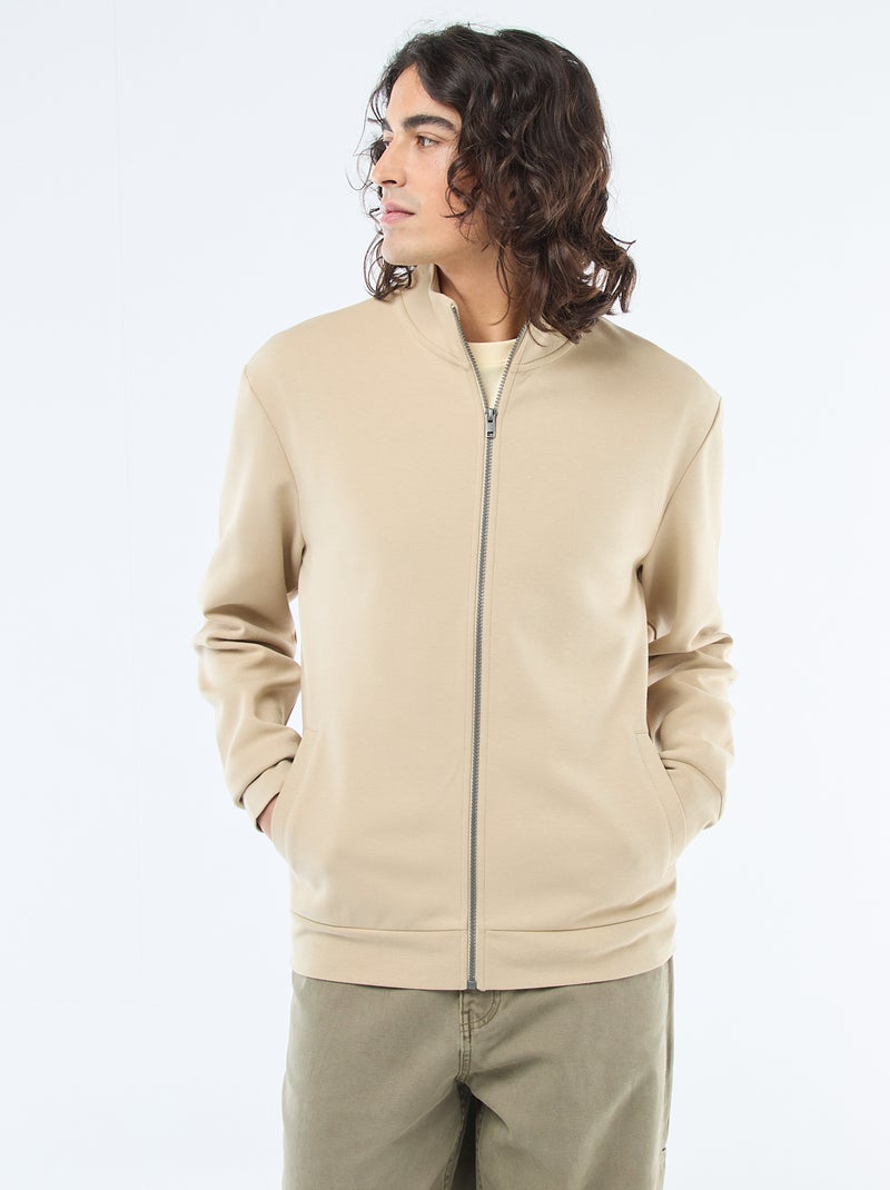 Sweatshirt mit Reissverschluss und Stehkragen Beige - Kiabi