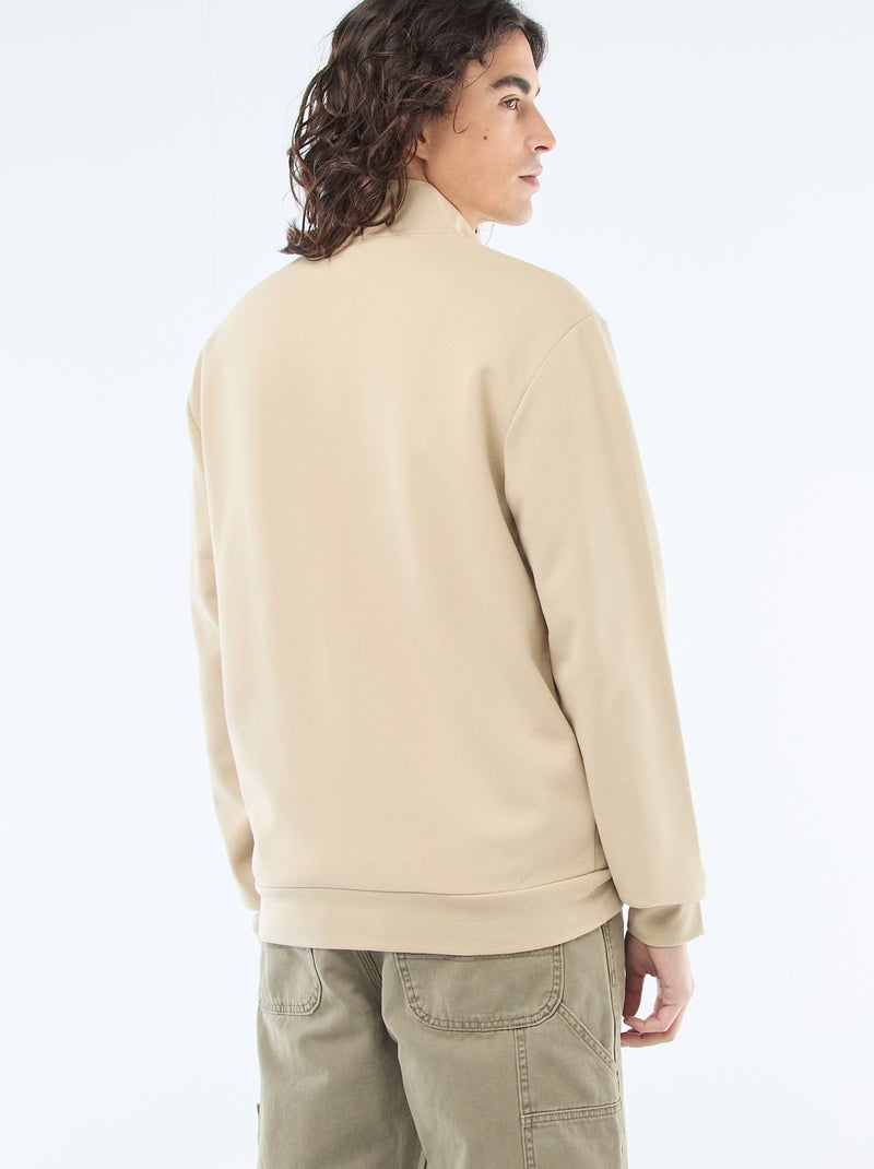 Sweatshirt mit Reissverschluss und Stehkragen Beige - Kiabi
