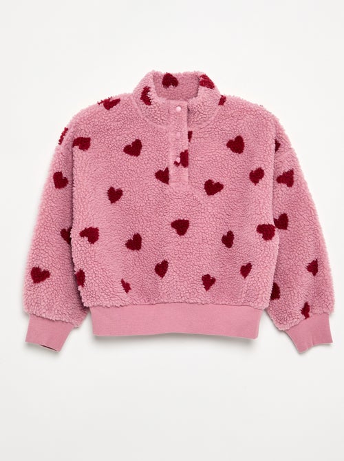 Sweatshirt mit Stehkragen aus Teddyfleece - Kiabi