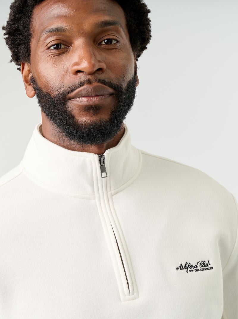 Sweatshirt mit Stehkragen Blanc - Kiabi