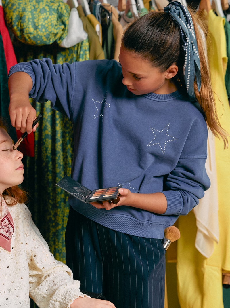 Sweatshirt mit Strass-Sternen Blau - Kiabi