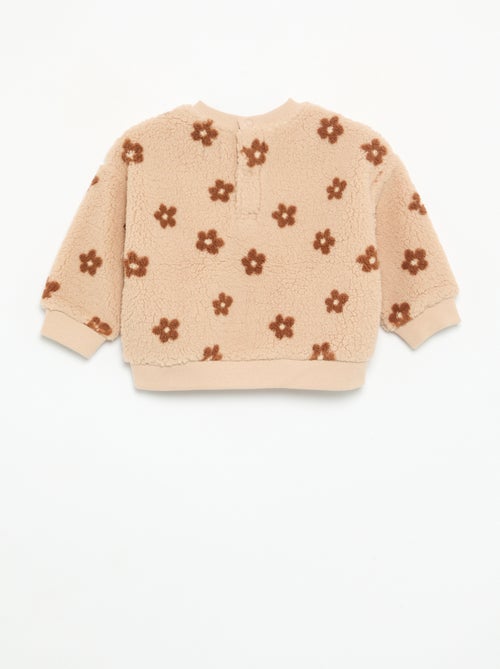 Sweatshirt mit Teddy-Effekt und Stickereien - Kiabi