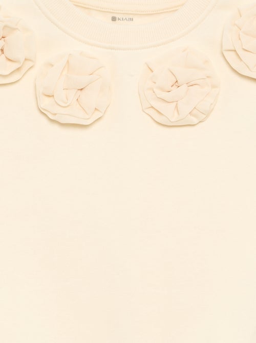 Sweatshirt with 3D Flower Appliqués - Kiabi
