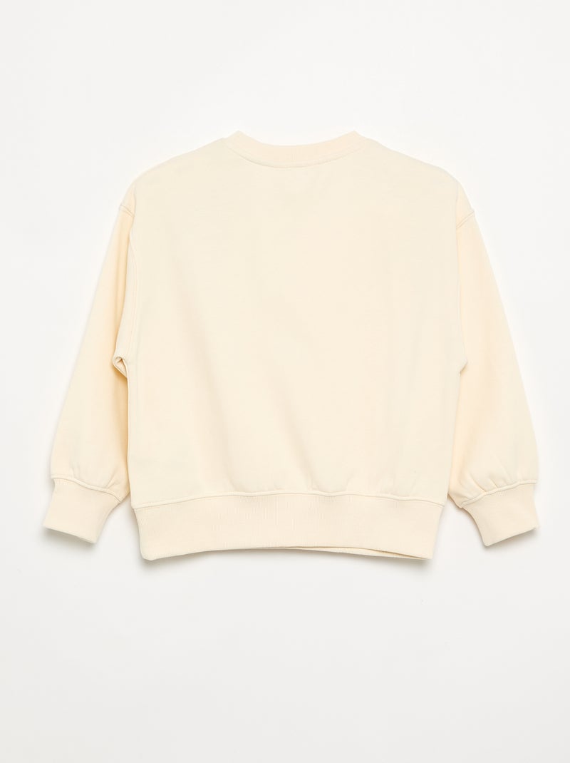 Sweatshirt with 3D Flower Appliqués Ecru - Kiabi