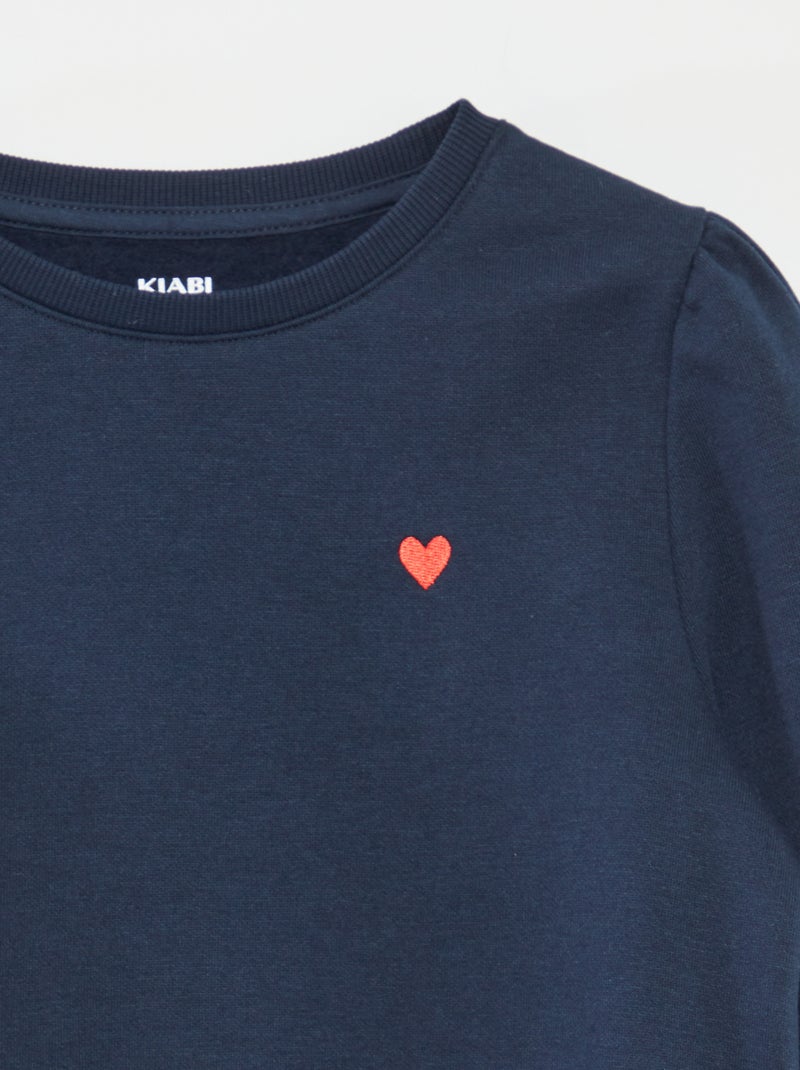 Sweatshirt with embroidery and gathers on the shoulders BLUE - Kiabi