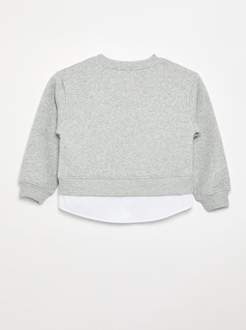 Sweatshirt with Integrated Shirt Hem and Chest Embroidery - Kiabi