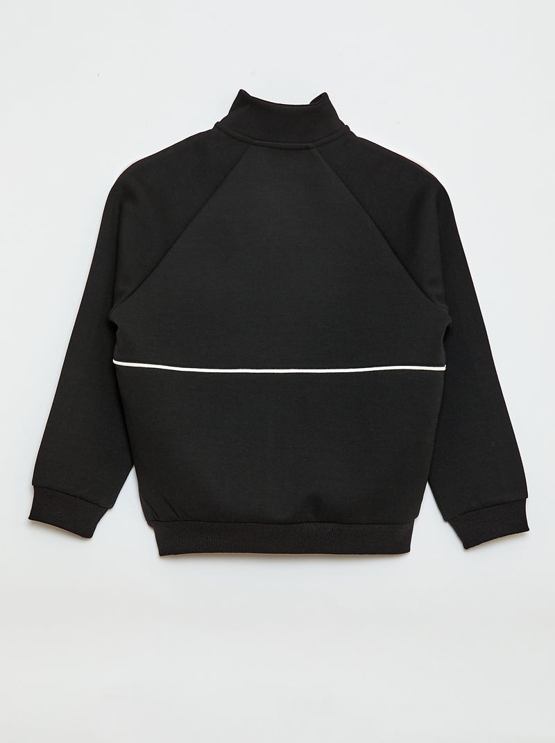 Sweatshirt with Zip Opening Black - Kiabi