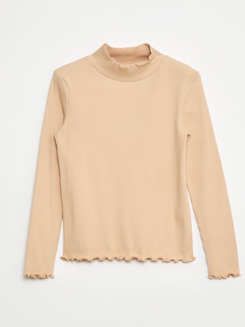 T-shirt à col montant côtelé - Kiabi