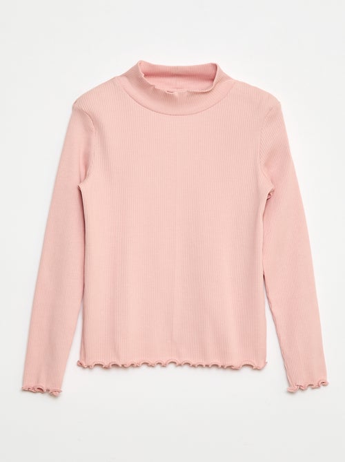 T-shirt à col montant côtelé - Kiabi