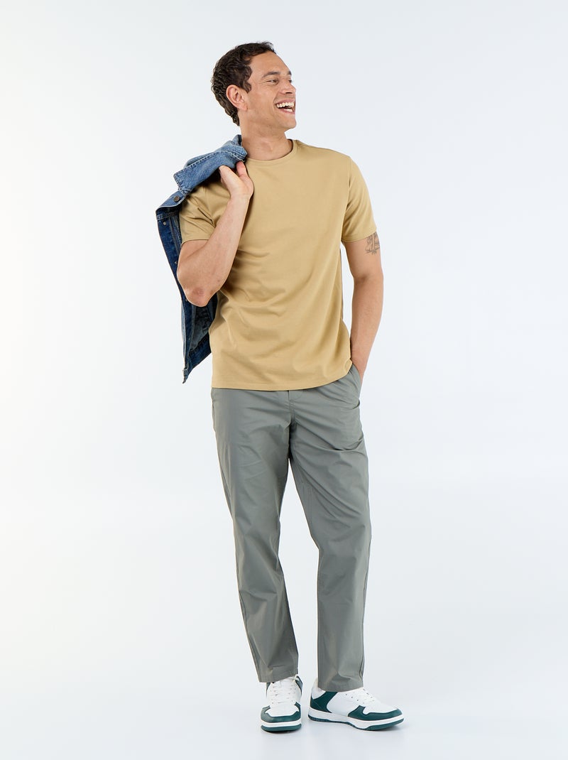 T-shirt à col rond en coton - Tough Cotton™ Beige - Kiabi