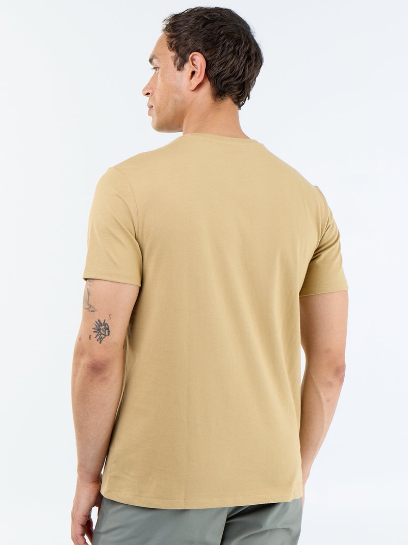 T-shirt à col rond en coton - Tough Cotton™ Beige - Kiabi
