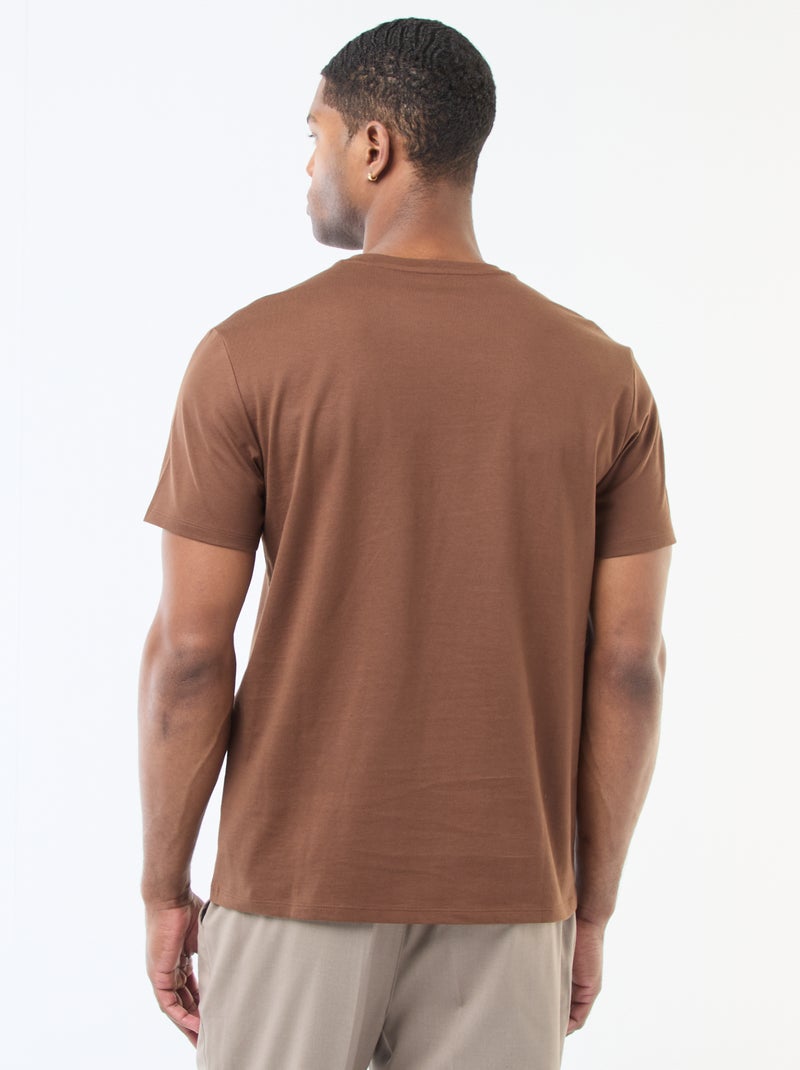 T-shirt à col rond en coton - Tough Cotton™ Marron - Kiabi