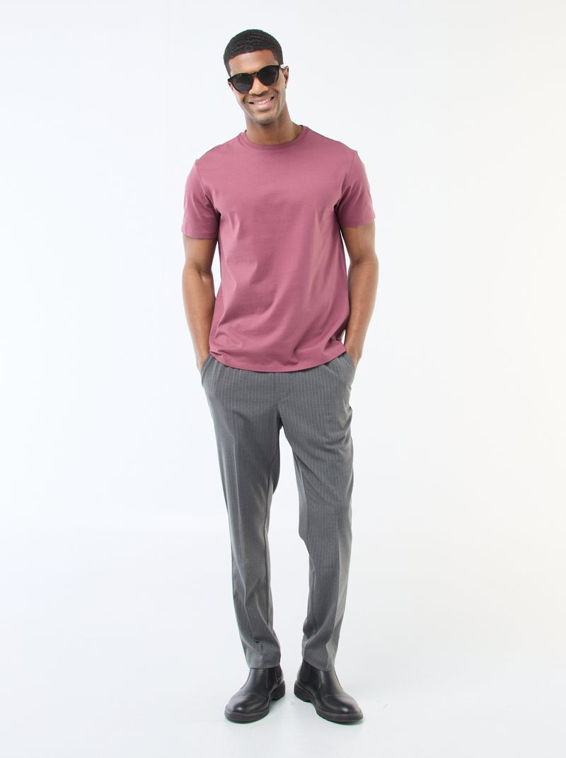 T-shirt à col rond en coton - Tough Cotton™ Rose - Kiabi