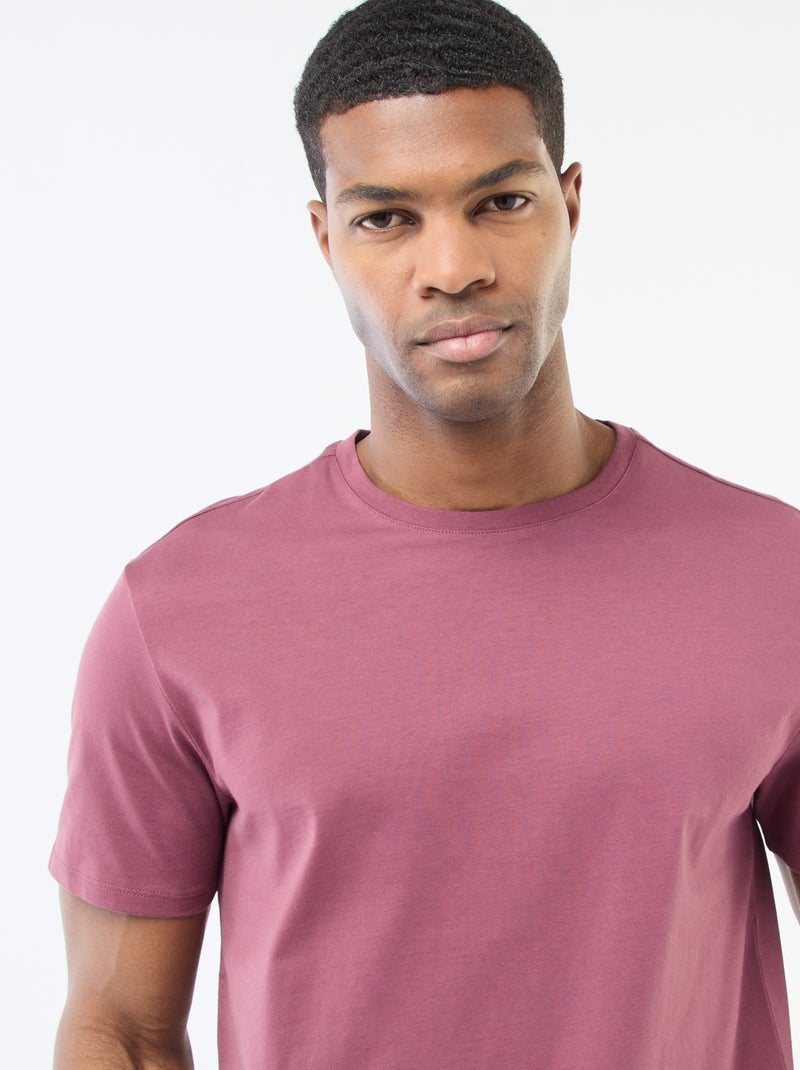 T-shirt à col rond en coton - Tough Cotton™ Rose - Kiabi