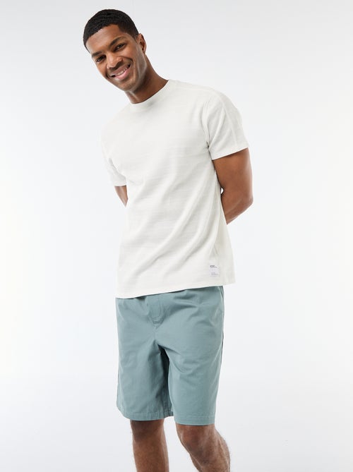 T-shirt à col rond et manches courtes en nid d'abeilles - Kiabi