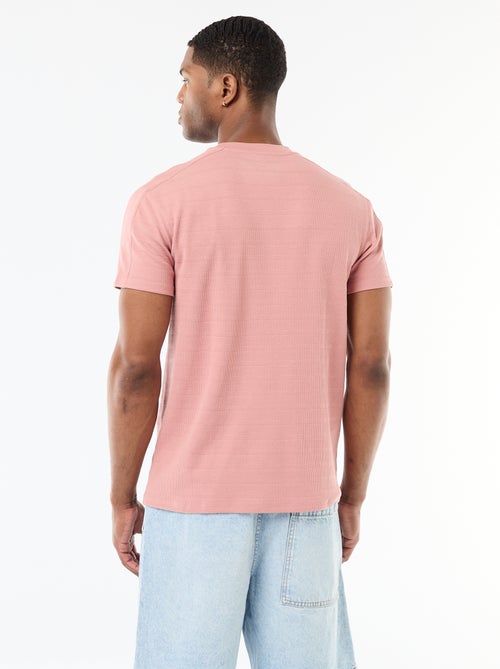 T-shirt à col rond et manches courtes en nid d'abeilles - Kiabi