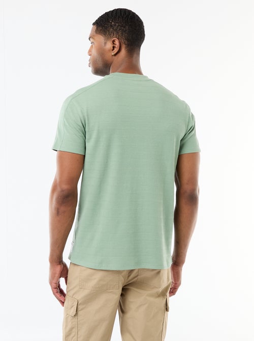 T-shirt à col rond et manches courtes en nid d'abeilles - Kiabi