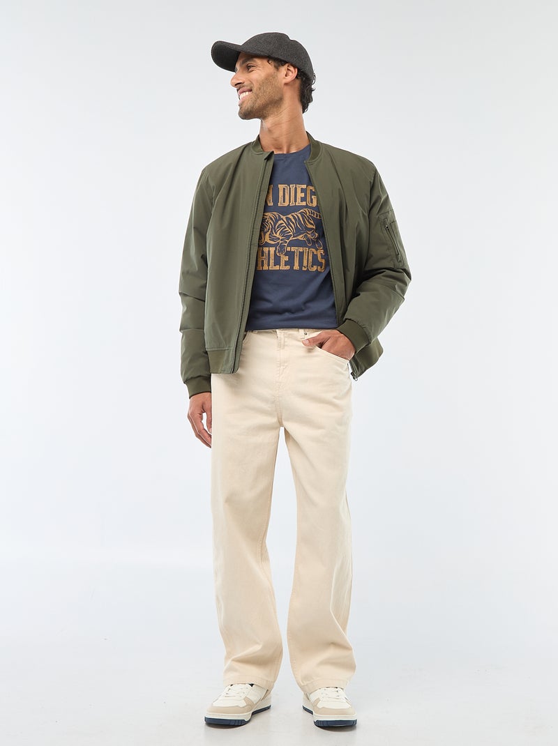 T-shirt à col rond et manches courtes imprimé Bleu - Kiabi