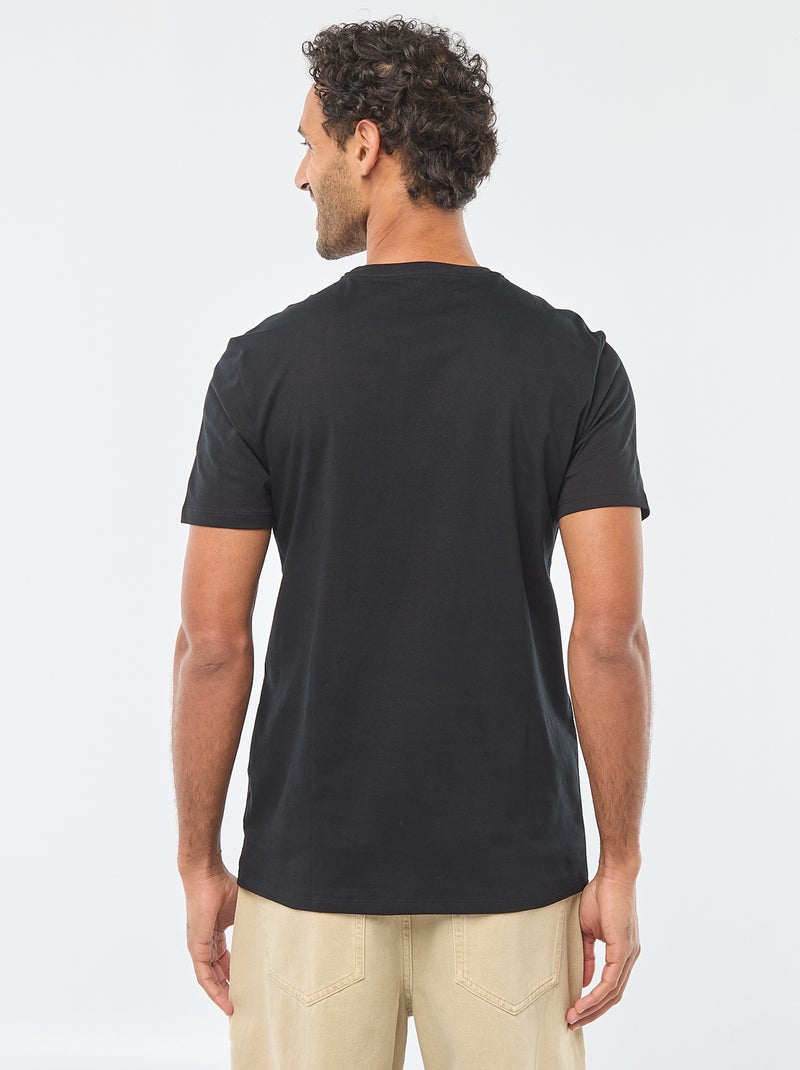 T-shirt à col rond et manches courtes imprimé Noir - Kiabi
