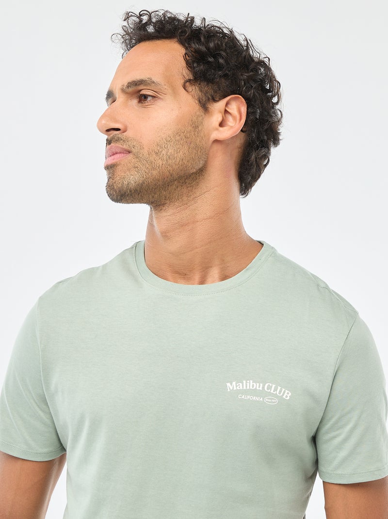 T-shirt à col rond et manches courtes imprimé Vert - Kiabi