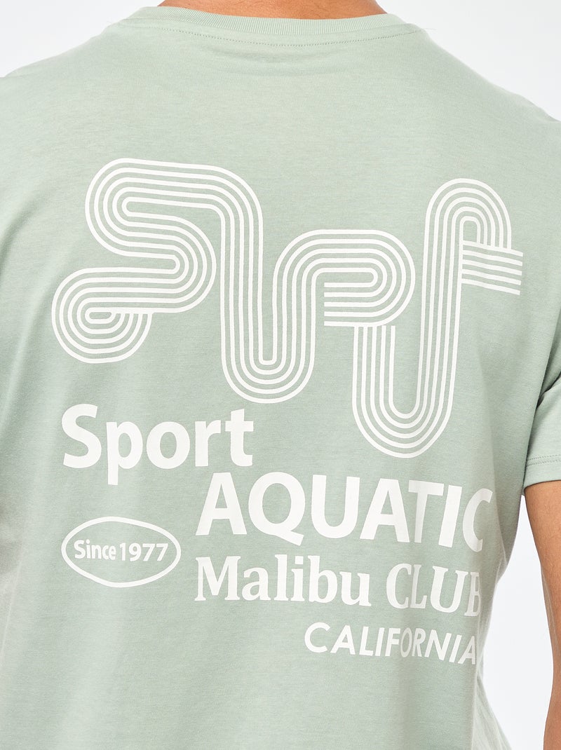 T-shirt à col rond et manches courtes imprimé Vert - Kiabi