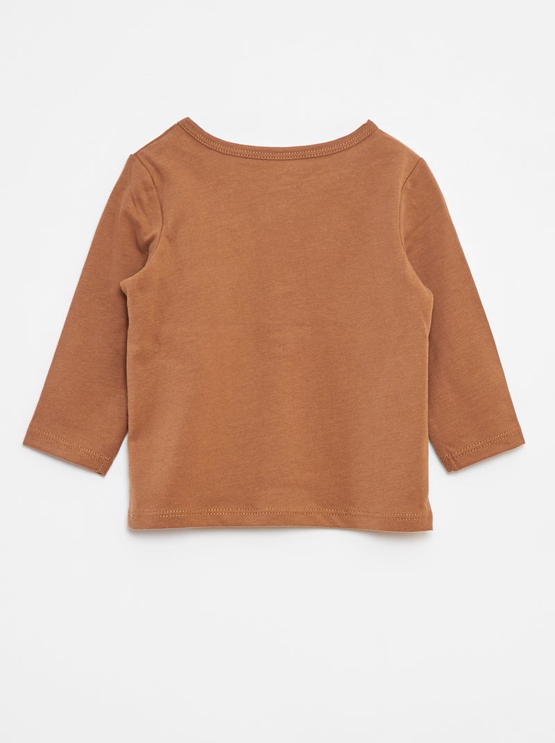 T-shirt à col tunisien Beige - Kiabi